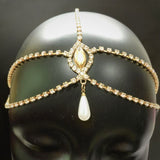 {2026 NEW}Rhinestone Mesh Headpiece Cap Silver Roaring 20s Crystal Flapper Head Chai