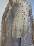 {2026 NEW}Silver Rhinestone Sprinkles Glitter lace fabric 50"