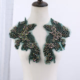 Sew on Heavy Luxury Glass Rhinestone Embroidered Flower Applique on mesh