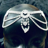 {2026 NEW}Rhinestone Mesh Headpiece Cap Silver Roaring 20s Crystal Flapper Head Chai