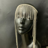 {2026 NEW}Rhinestone Mesh Headpiece Cap Silver Roaring 20s Crystal Flapper Head Chai