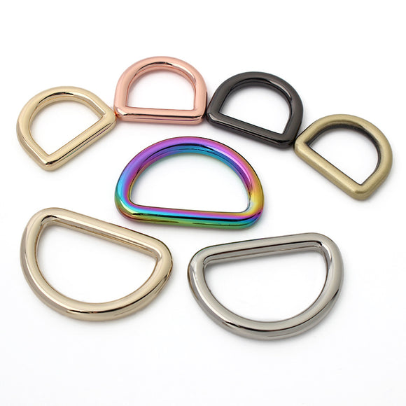 Round metal threading D-ring