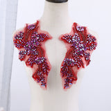 Sew on Heavy Luxury Glass Rhinestone Embroidered Flower Applique on mesh