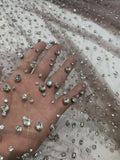 {2026 NEW}Silver Rhinestone Sprinkles Glitter lace fabric 50"