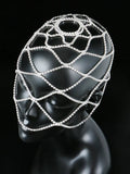 {2026 NEW}Rhinestone Mesh Headpiece Cap Silver Roaring 20s Crystal Flapper Head Chai
