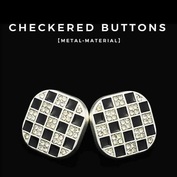 Black/White check + diamante shank button