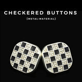 Black/White check + diamante shank button