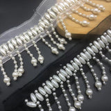 New - pearl fringe on mesh tape