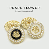 New- Retro Round Pearl & Rose metal  Buttons Hand Sewing