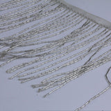 Bugle Beaded Fringe Trim on Satin ribbon