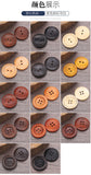 Wooden button with contrast stitching