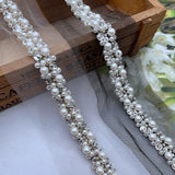 NEW - Bridal Beaded Pearl & Diamanté Trim