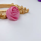 Handmade Satin Rose Ribbon Rosettes Fabric Flower Appliques Foh