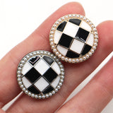 Black/White check shank button