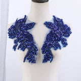 Sew on Heavy Luxury Glass Rhinestone Embroidered Flower Applique on mesh