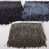 Bugle Beaded Fringe Trim on Satin ribbon