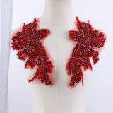 Sew on Heavy Luxury Glass Rhinestone Embroidered Flower Applique on mesh