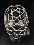 {2026 NEW}Rhinestone Mesh Headpiece Cap Silver Roaring 20s Crystal Flapper Head Chai