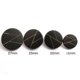 Gold Stripe Line Black Metal Sewing Buttons