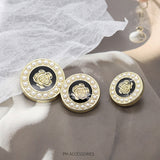New- Retro Round Pearl & Rose metal  Buttons Hand Sewing