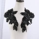 Sew on Heavy Luxury Glass Rhinestone Embroidered Flower Applique on mesh