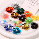 Brooch badge Craft decorative Party Crystal Sequins Beaded Colorful Flower Applique