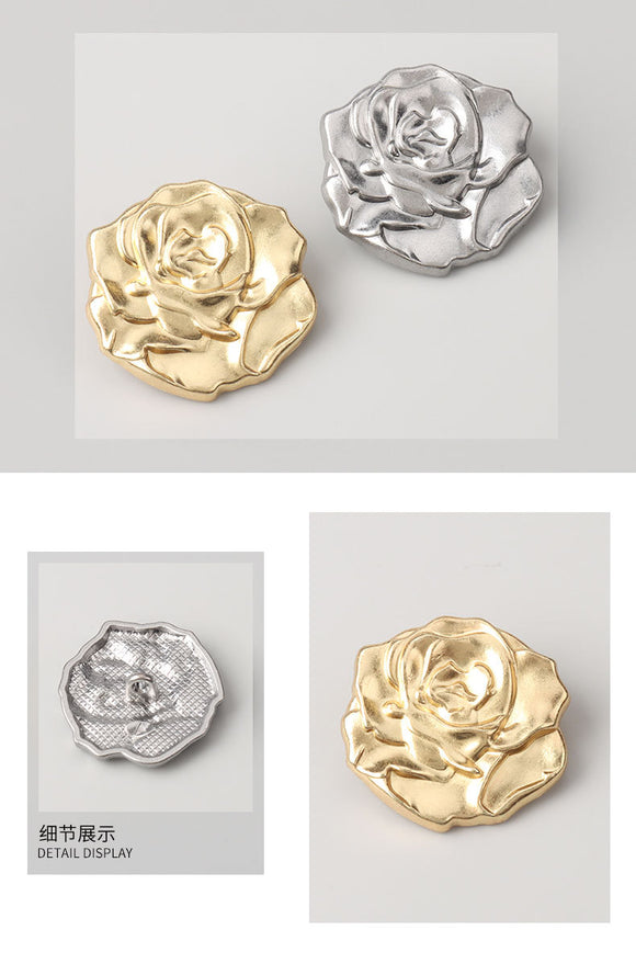 New - metal rose shank buttons
