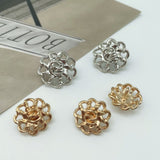 NEW - Metal whre flower shape shank buttons