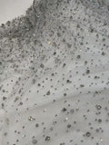 {2026 NEW}Silver Rhinestone Sprinkles Glitter lace fabric 50"
