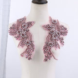Sew on Heavy Luxury Glass Rhinestone Embroidered Flower Applique on mesh