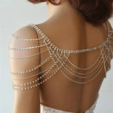 NEW-New Luxury Multilayer Rhinestone Shoulder Chain Boho Bride Wedding Crystal Tassel Shawl Exquisite Jewelry Accessories