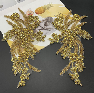 Sew on Heavy Luxury Glass Rhinestone Embroidered Flower Applique on mesh