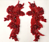 Sew on Heavy Luxury Glass Rhinestone Embroidered Flower Applique on mesh