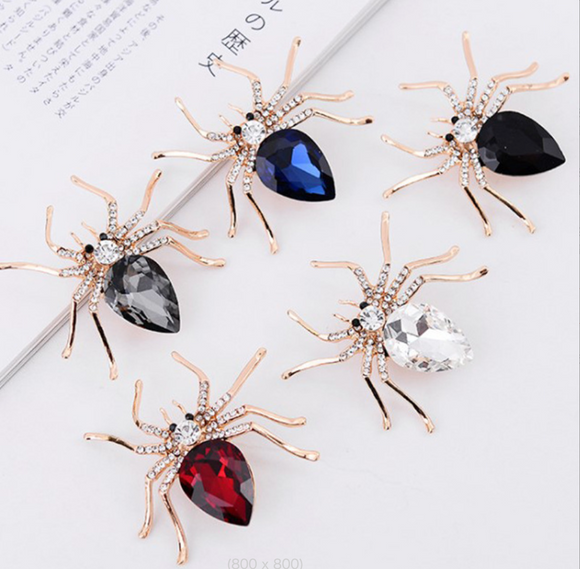 Crystal Spider Brooches For Women Rhinestone Insect Pins