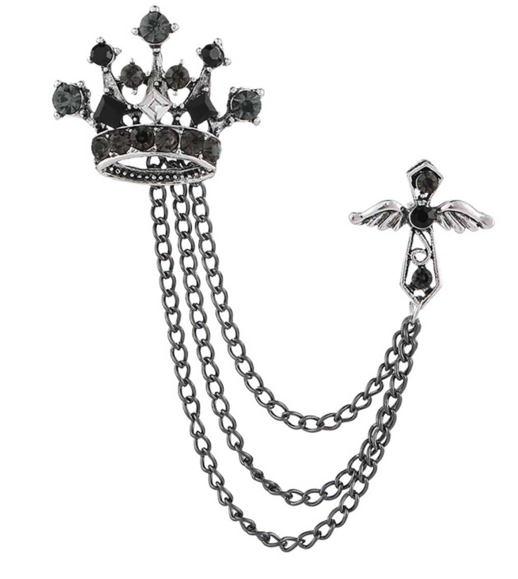 Huture 2PCS Men s Brooch Suit Pin Badge with Chains Brooch Buckle