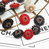 Three-dimensional beaded flower shank buttons