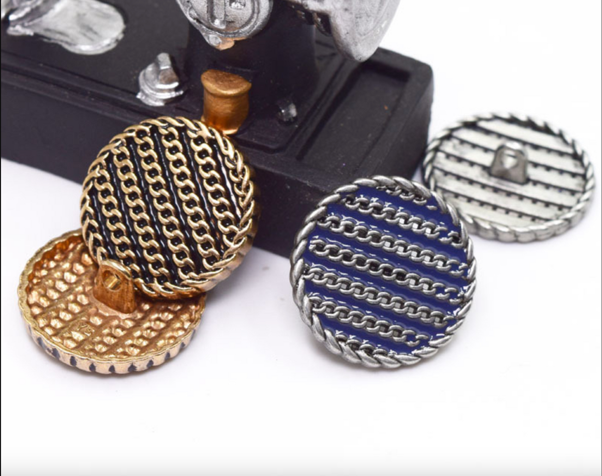 Retro Enamel Chain shank button – www.jimmybuttons.com.au