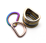 Round metal threading D-ring with split