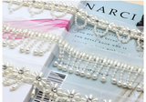 New - pearl fringe on mesh tape