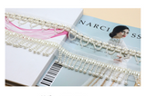 New - pearl fringe on mesh tape