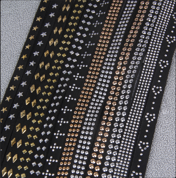 Suded tape with metal studs