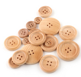 Natural wooden 4H button with thin RIM