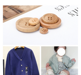 Natural wooden 4H button with thin RIM
