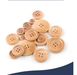 Natural wooden 4H button with thin RIM