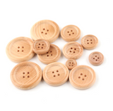Natural wooden 4H button with thin RIM