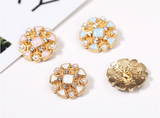 New - High-End Luxury Pearl Gemstone Rhinestones Decorative Metal Buttons