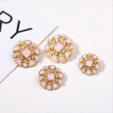 New - High-End Luxury Pearl Gemstone Rhinestones Decorative Metal Buttons