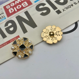 New - High-End Luxury Pearl Gemstone Rhinestones Decorative Metal Buttons