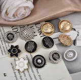 New- Retro Round Pearl & Rose metal  Buttons Hand Sewing