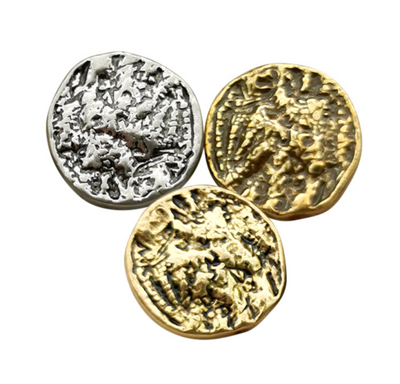 New - crinckled metal shank buttons